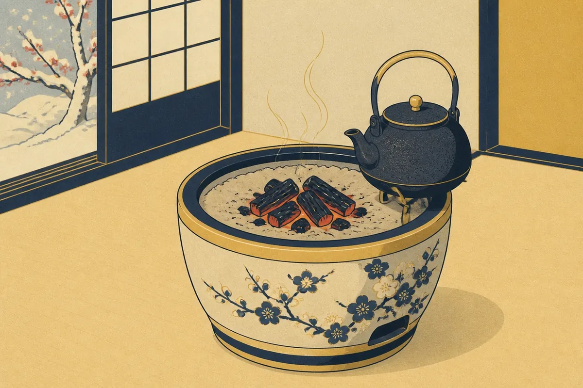 火鉢が使われている場面